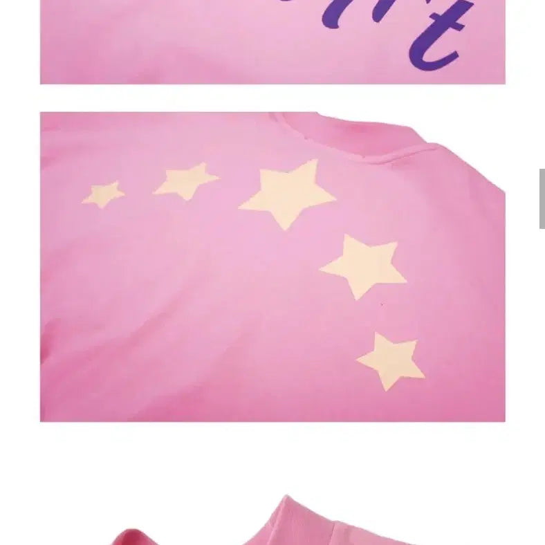 [BUNJANG] Pink Star Print Short Sleeve T-shirt / 핑크 분홍색 별 프린팅 반팔티 반소매 티셔츠