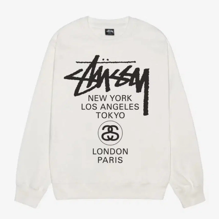 [BUNJANG] Stussy World Tour Sweatshirt (Black/Ash Heather/Natural) / 정품새상품>스투시 월드투어 맨투맨 (블랙/애쉬해더/네츄럴)