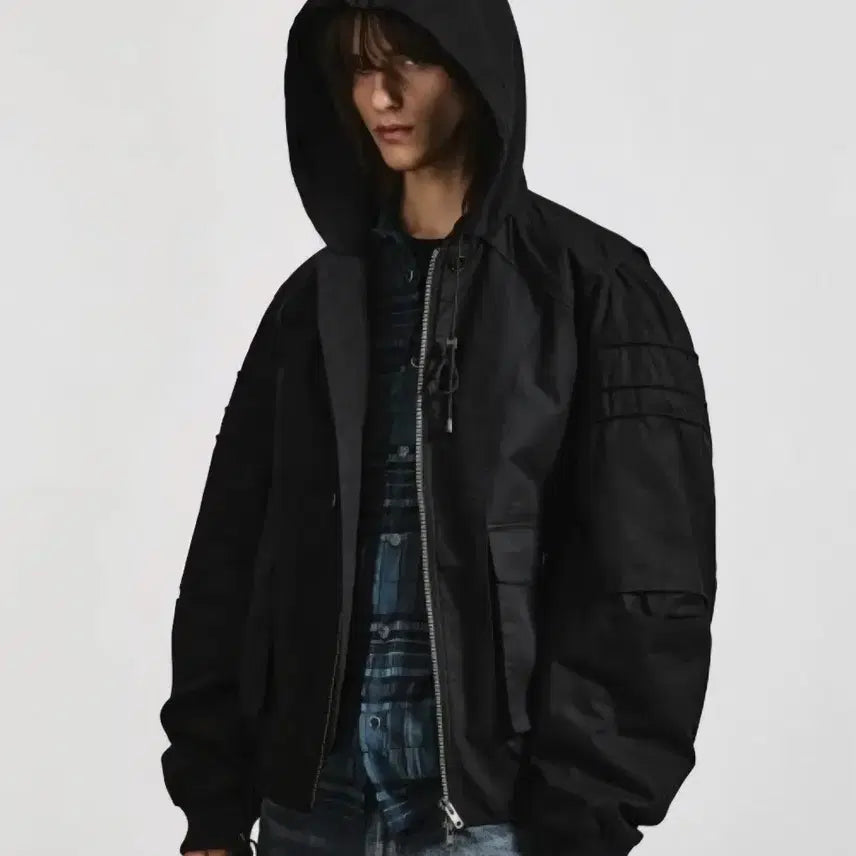 [BUNJANG] LMOOD 24SS Shadow Military Hood Ma-1 Bomber Jacket / LMOOD 24SS 쉐도우 밀리터리 후드 Ma-1 48 (L) 새제품