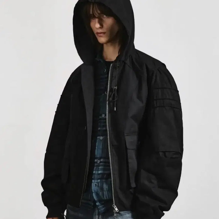 [BUNJANG] LMOOD 24SS Shadow Military Hood Ma-1 Bomber Jacket / LMOOD 24SS 쉐도우 밀리터리 후드 Ma-1 48 (L) 새제품