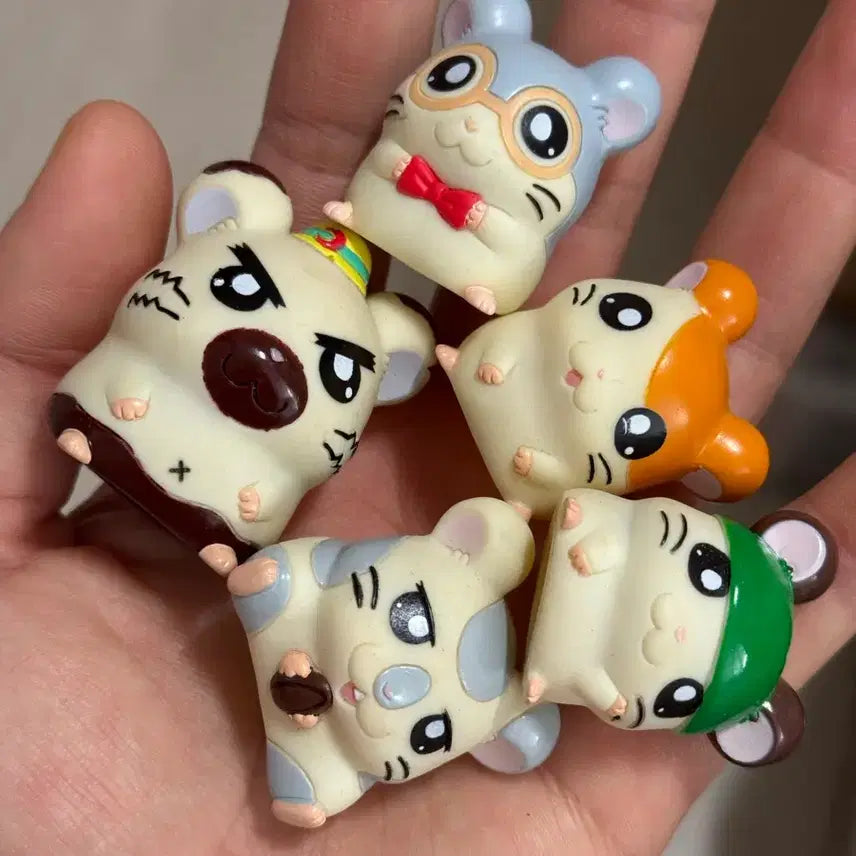 [BUNJANG] Classic Hamtaro Hand Soft Vinyl Figure Bundle Set (5 types) / 고전 하무타로 햄토리 손가락 소프비 피규어 5종 일괄
