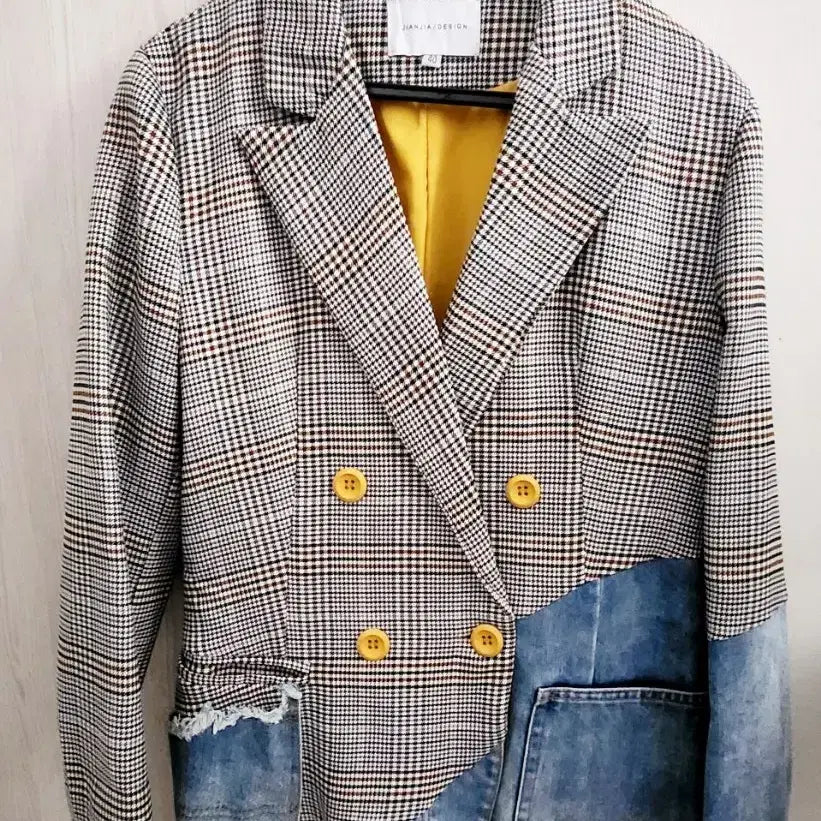 [BUNJANG] Unique Check Pattern Denim Jacket / 봄 쟈켓