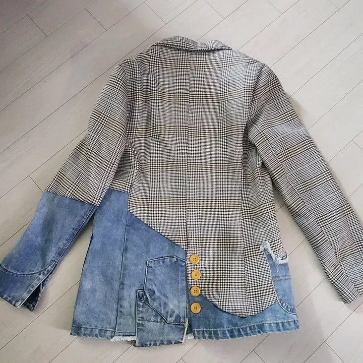[BUNJANG] Unique Check Pattern Denim Jacket / 봄 쟈켓