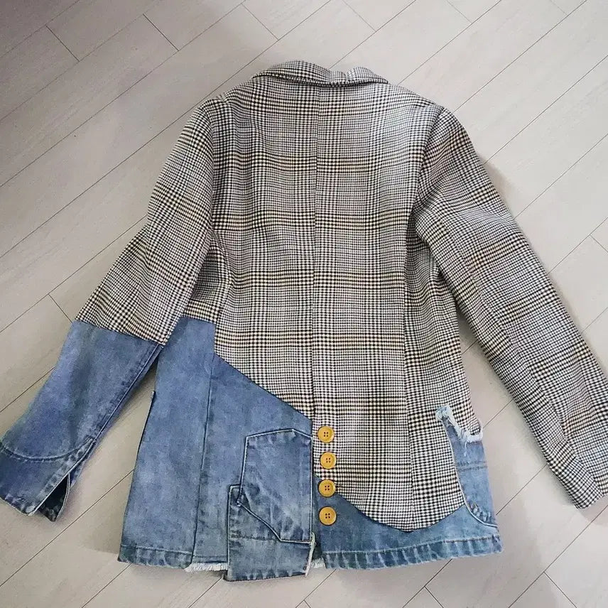 [BUNJANG] Unique Check Pattern Denim Jacket / 봄 쟈켓