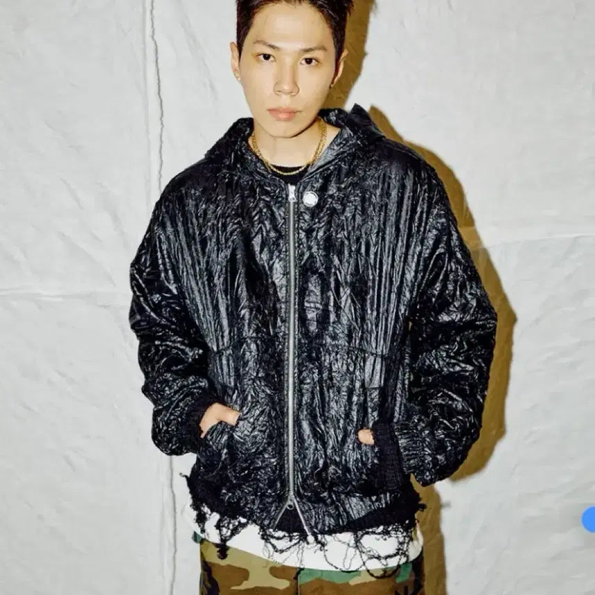 [BUNJANG] Nowave Wrinkle Hooded Zip-up XL / 노우웨이브 링클 후드집업 XL