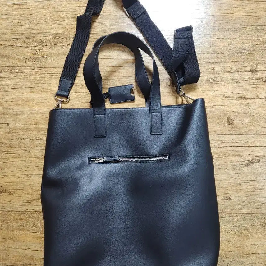 [BUNJANG] ZIOZIA Black Leather Tote Bag / 지오지아 블랙 가죽 토트백