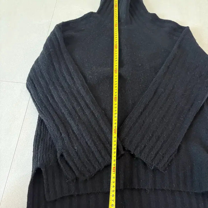 [BUNJANG] Black Ribbed Knit Turtleneck Sweater / 검정색 골지 니트 목폴라 55-66