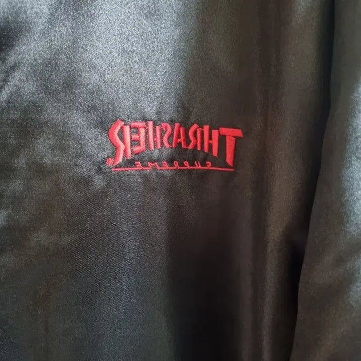 [BUNJANG] Supreme x Thrasher Satin Varsity Jacket Black XL / 트래셔 X 슈프림 사틴  바시티 자켓 블랙 xl