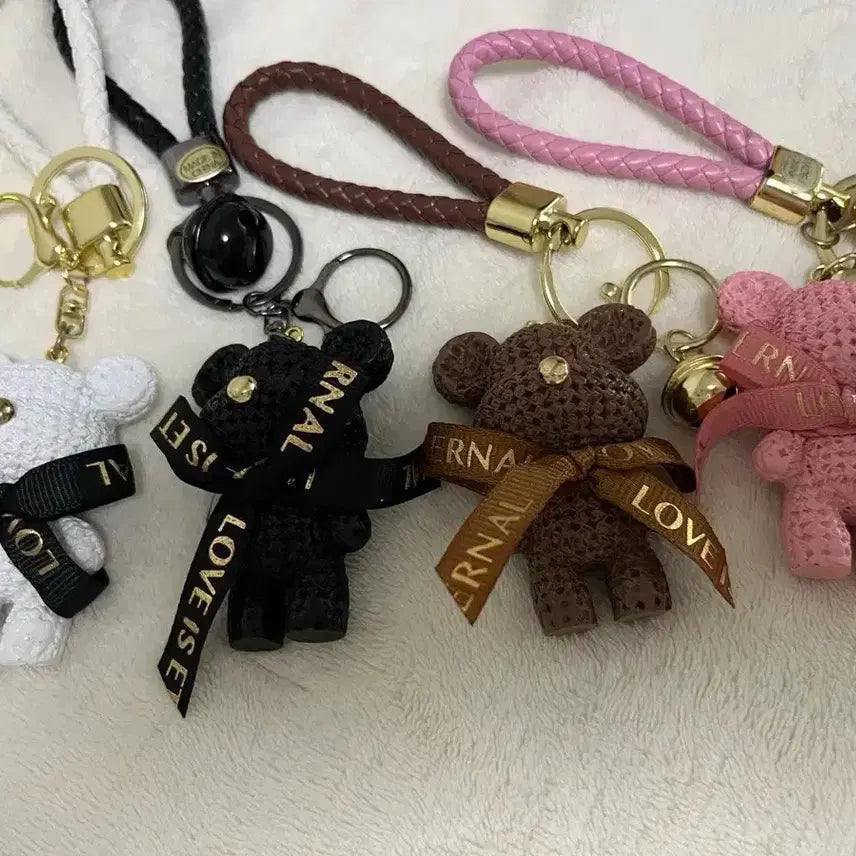 [BUNJANG] Color Bear Ribbon Keyring Bag Charm / 컬러 곰돌이 리본 키링 / 가방 키홀더 참