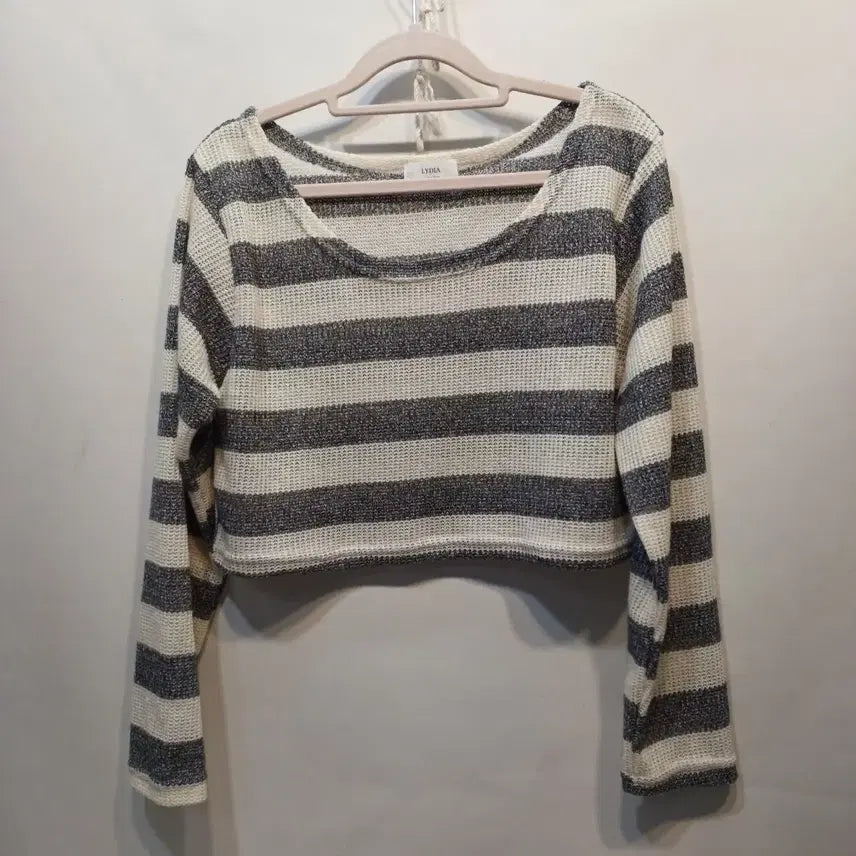 [BUNJANG] LYDIA Striped Crop Knit Top / LYDIA 스트라이프 크롭 니트 긴팔 봄가을 85사이즈   63145