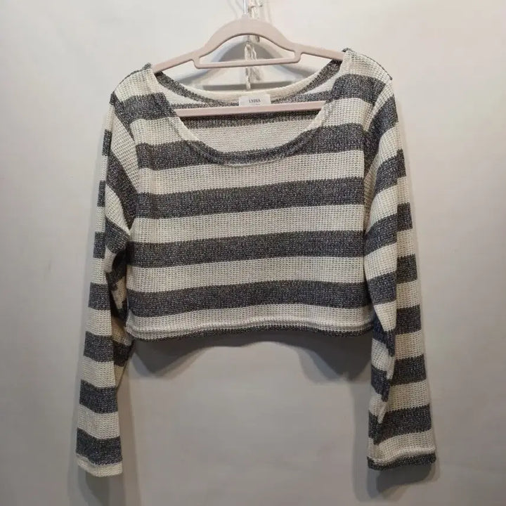 [BUNJANG] LYDIA Striped Crop Knit Top / LYDIA 스트라이프 크롭 니트 긴팔 봄가을 85사이즈   63145