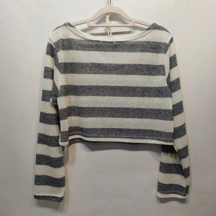 [BUNJANG] LYDIA Striped Crop Knit Top / LYDIA 스트라이프 크롭 니트 긴팔 봄가을 85사이즈   63145