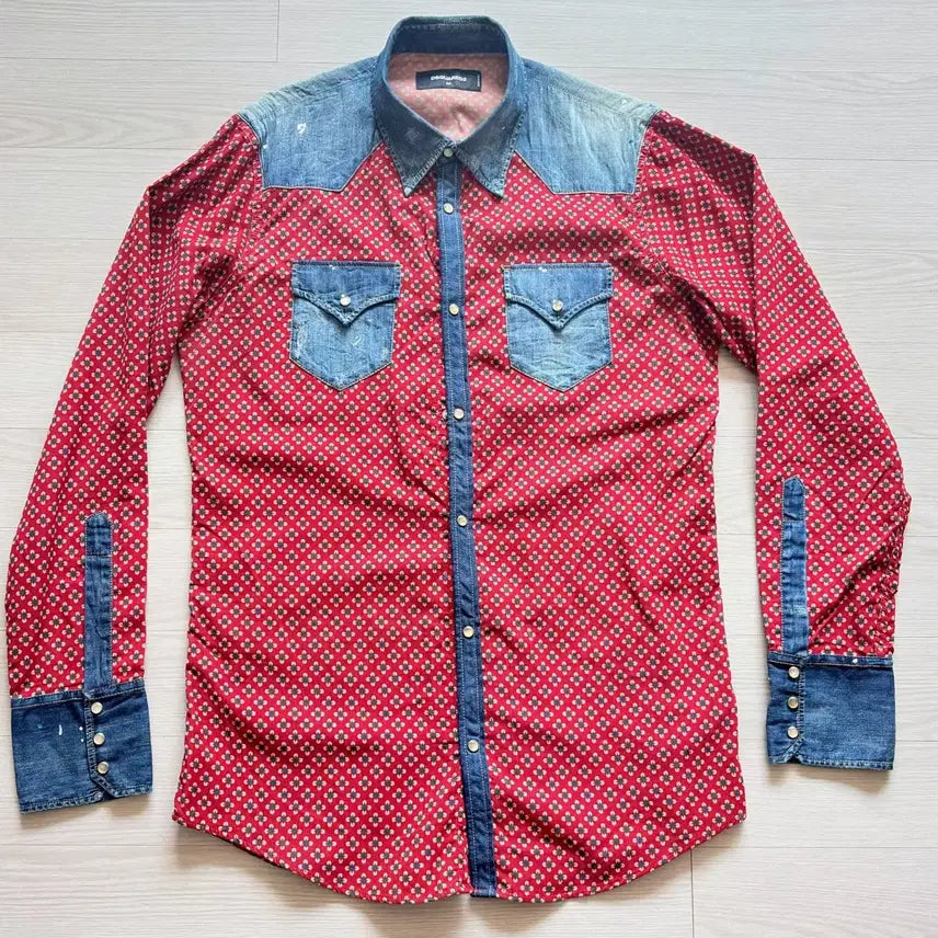 [BUNJANG] DSQUARED2 Corduroy Western Denim Shirt / DSQUARED2 코듀로이 웨스턴 데님 셔츠