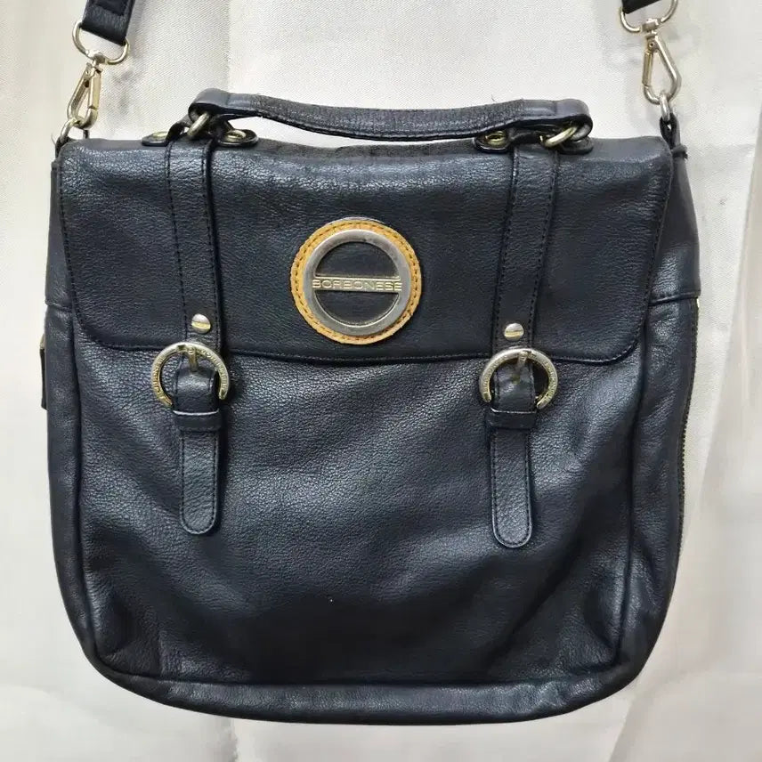 [BUNJANG] Borbonese Leather Crossbody Bag / 보르보네제 가죽 크로스백 블랙