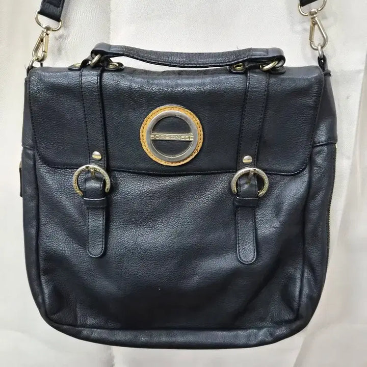 [BUNJANG] Borbonese Leather Crossbody Bag / 보르보네제 가죽 크로스백 블랙