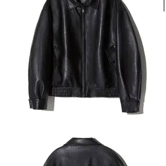 [BUNJANG] Lady Volume Vegan Leather Black Jumper / 레이디볼륨 비건 레더 블랙 점퍼