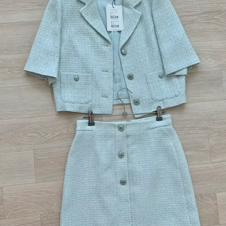 [BUNJANG] Kenneth Lady Tweed Jacket and Skirt Set / 케네스레이디 트위드 자켓 스커트 세트 민트