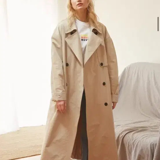 [BUNJANG] Midnightmove Beige Trench Coat / 미드나잇무브 베이지 트렌치 코트