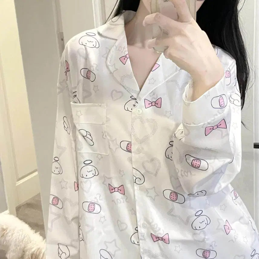 [BUNJANG] Subculture Angel Satin Pajama Set / 서브컬쳐 엔젤 새틴 파자마 반팔/긴팔 잠옷 세트