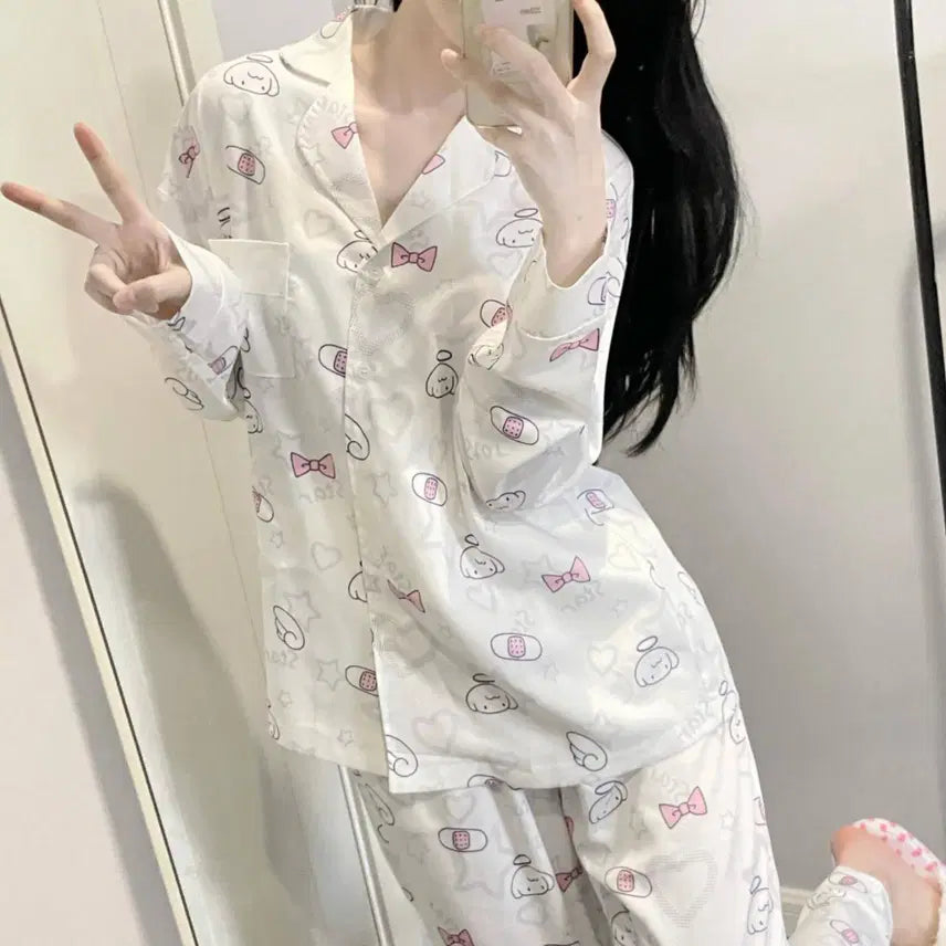 [BUNJANG] Subculture Angel Satin Pajama Set / 서브컬쳐 엔젤 새틴 파자마 반팔/긴팔 잠옷 세트