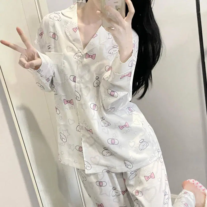 [BUNJANG] Subculture Angel Satin Pajama Set / 서브컬쳐 엔젤 새틴 파자마 반팔/긴팔 잠옷 세트