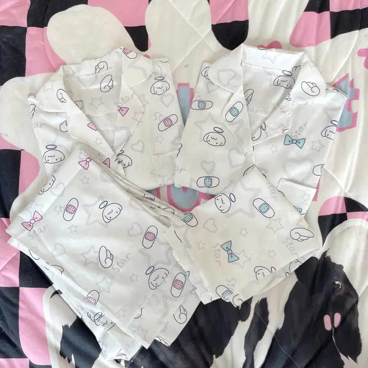 [BUNJANG] Subculture Angel Satin Pajama Set / 서브컬쳐 엔젤 새틴 파자마 반팔/긴팔 잠옷 세트