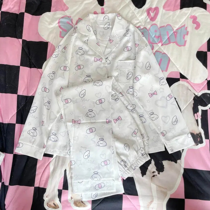 [BUNJANG] Subculture Angel Satin Pajama Set / 서브컬쳐 엔젤 새틴 파자마 반팔/긴팔 잠옷 세트
