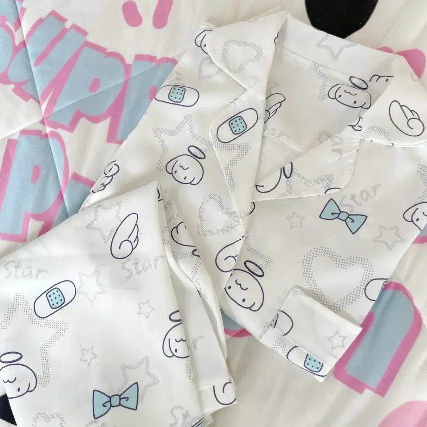 [BUNJANG] Subculture Angel Satin Pajama Set / 서브컬쳐 엔젤 새틴 파자마 반팔/긴팔 잠옷 세트