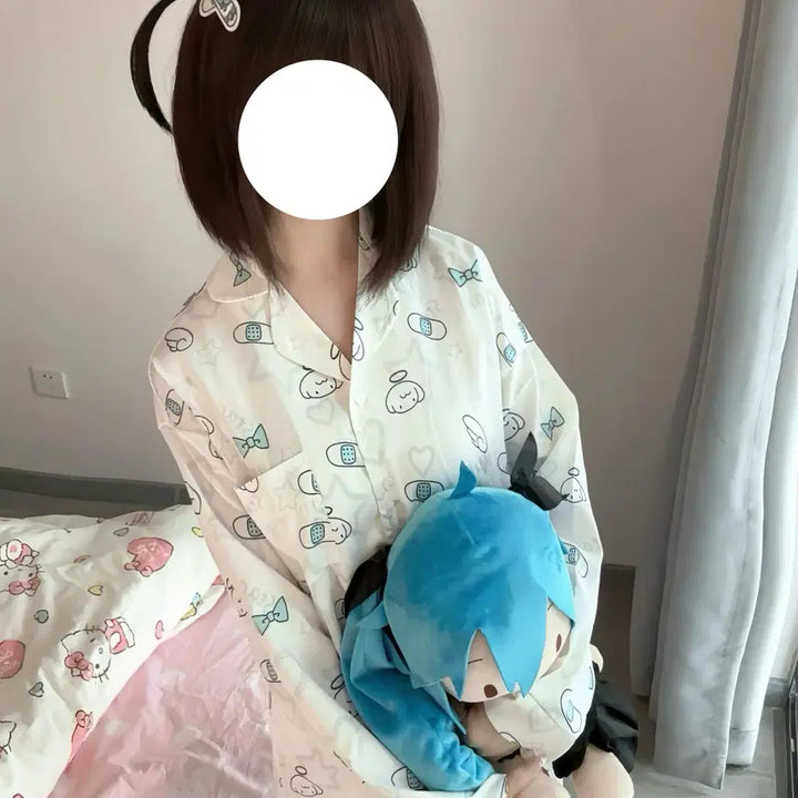 [BUNJANG] Subculture Angel Satin Pajama Set / 서브컬쳐 엔젤 새틴 파자마 반팔/긴팔 잠옷 세트