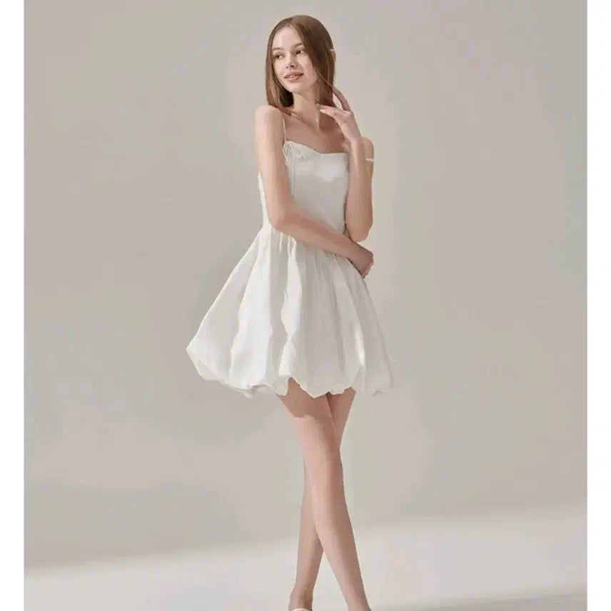 [BUNJANG] White Cap Sleeve Mini Dress / 화이트 캡소매 미니 원피스