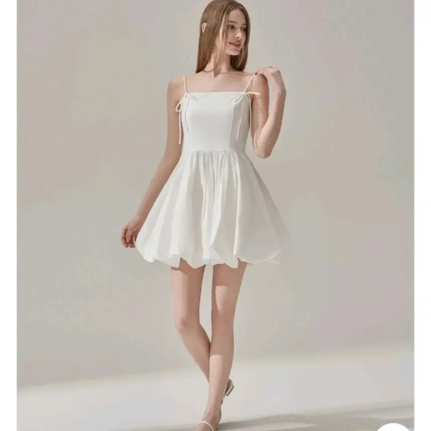 [BUNJANG] White Cap Sleeve Mini Dress / 화이트 캡소매 미니 원피스