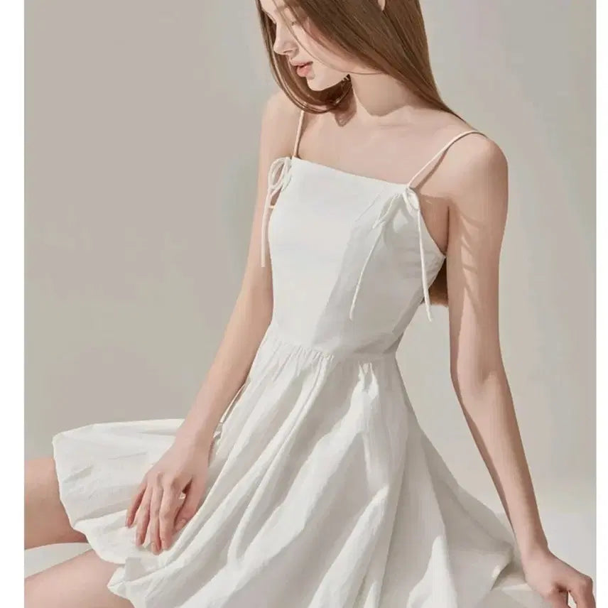 [BUNJANG] White Cap Sleeve Mini Dress / 화이트 캡소매 미니 원피스