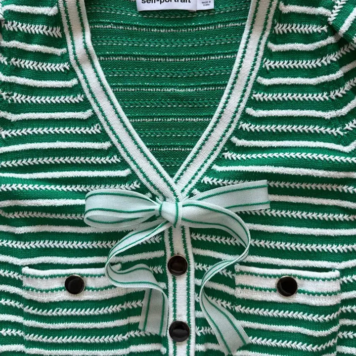 [SOLD OUT] 셀프포트레이트 그린 스트라이프 가디건