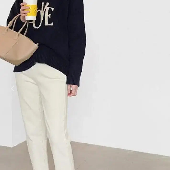 [BUNJANG] Love Lettering Knit Navy / 러브 레터링 니트 FREE 네이비