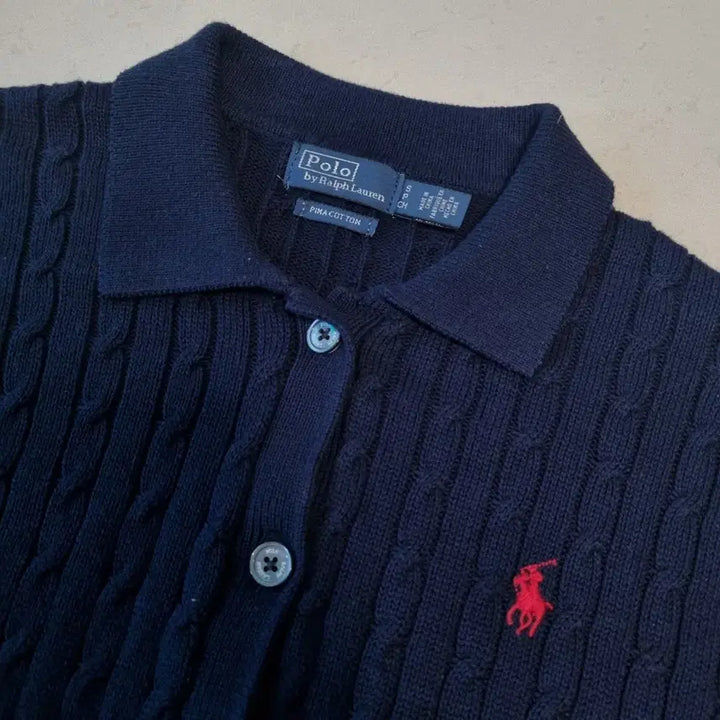[BUNJANG] Polo Ralph Lauren Navy Cable Knit Cardigan / 폴로 랄프로렌 네이비 꽈배기 가디건