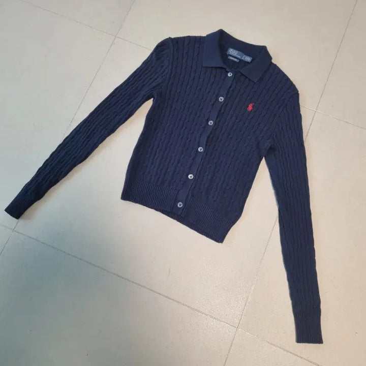 [BUNJANG] Polo Ralph Lauren Navy Cable Knit Cardigan / 폴로 랄프로렌 네이비 꽈배기 가디건
