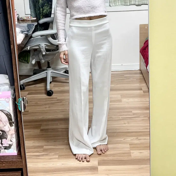 [BUNJANG] ZARA Tucked Wide White Slacks / 자라 핀턱 와이드 찰랑 화이트 슬랙스 여름바지 (26)