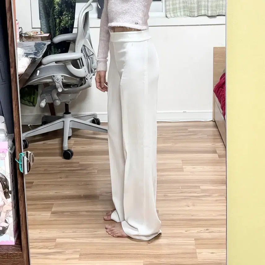 [BUNJANG] ZARA Tucked Wide White Slacks / 자라 핀턱 와이드 찰랑 화이트 슬랙스 여름바지 (26)