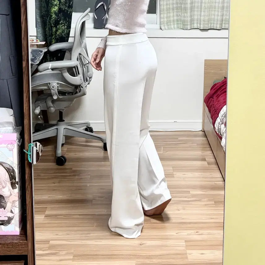 [BUNJANG] ZARA Tucked Wide White Slacks / 자라 핀턱 와이드 찰랑 화이트 슬랙스 여름바지 (26)