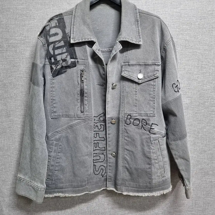 [BUNJANG] Denim Washing Jacket Grey Vintage Style Unisex / 데님 워싱 자켓 그레이 빈티지 스타일 100~남녀공옹