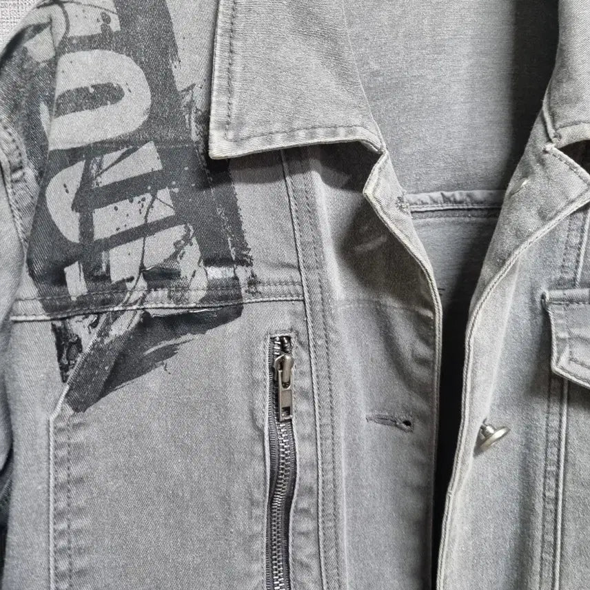[BUNJANG] Denim Washing Jacket Grey Vintage Style Unisex / 데님 워싱 자켓 그레이 빈티지 스타일 100~남녀공옹