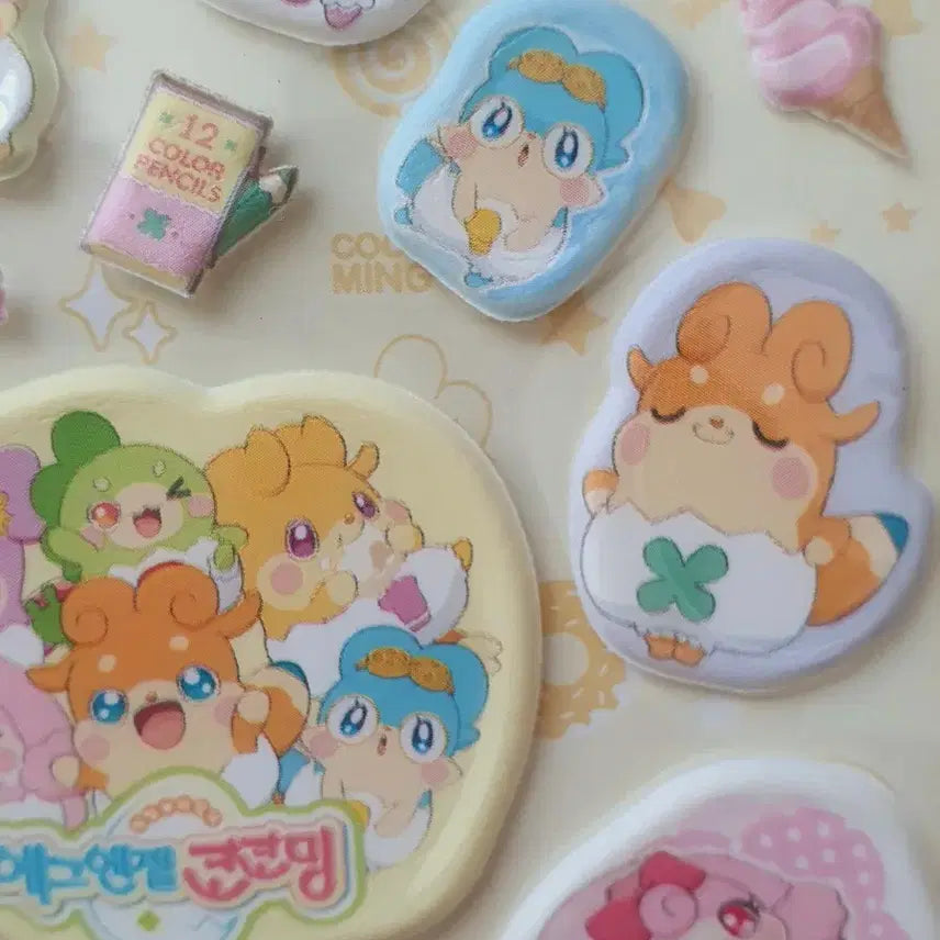 [BUNJANG] Egg Angel Kokoming Stickers Set / 미개봉) 2종 에그엔젤 코코밍 뽀송뽀송 스티커 다꾸 문방구 캐릭터 추억
