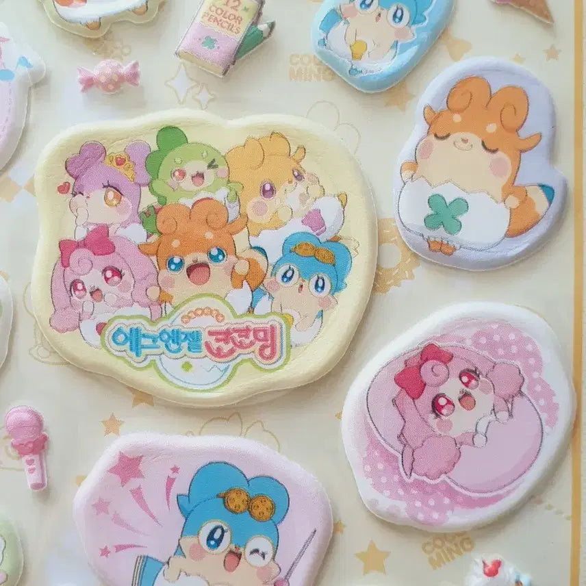 [BUNJANG] Egg Angel Kokoming Stickers Set / 미개봉) 2종 에그엔젤 코코밍 뽀송뽀송 스티커 다꾸 문방구 캐릭터 추억