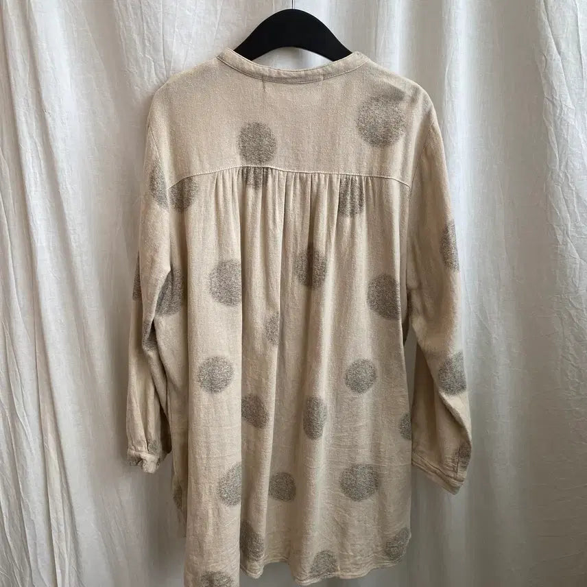 [BUNJANG] Beige Cotton Long Blouse (M-L) / 베이지 면 롱블라우스(M-L)