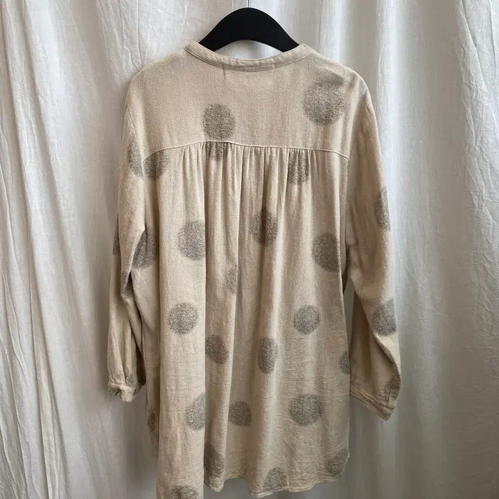 [BUNJANG] Beige Cotton Long Blouse (M-L) / 베이지 면 롱블라우스(M-L)
