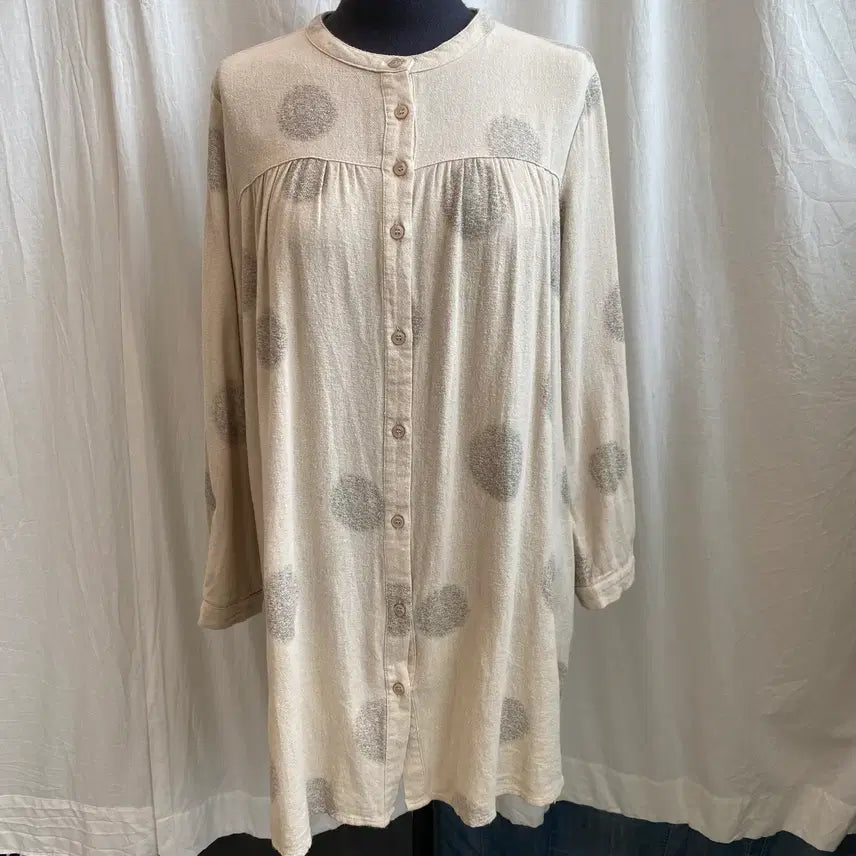 [BUNJANG] Beige Cotton Long Blouse (M-L) / 베이지 면 롱블라우스(M-L)