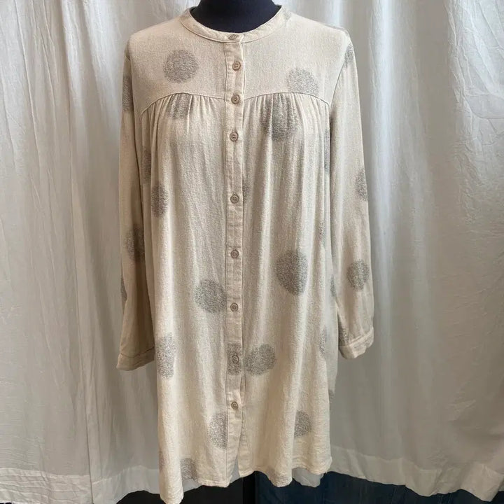 [BUNJANG] Beige Cotton Long Blouse (M-L) / 베이지 면 롱블라우스(M-L)