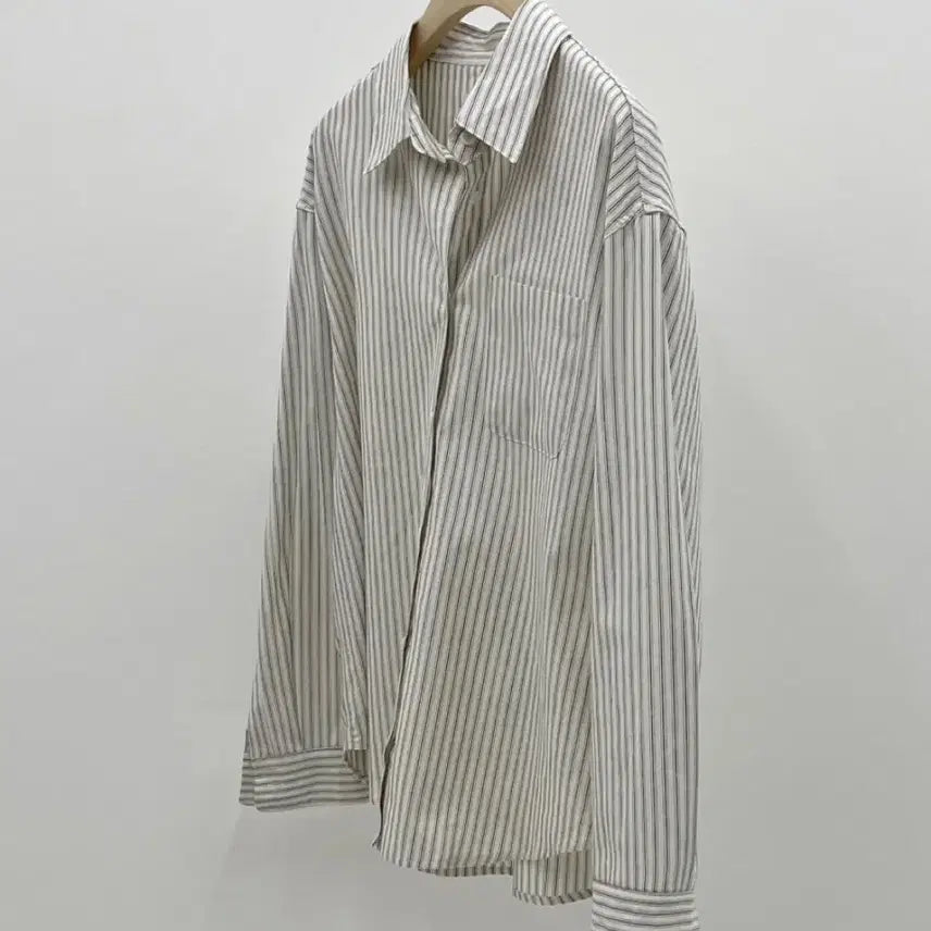 [BUNJANG] Verveine Natural Stripe Shirt (Black) / [verveine] 버베인 네추럴 스트라이프 셔츠 ( 블랙 )