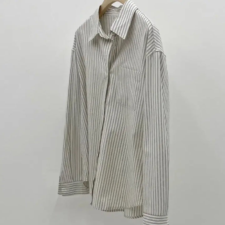[BUNJANG] Verveine Natural Stripe Shirt (Black) / [verveine] 버베인 네추럴 스트라이프 셔츠 ( 블랙 )
