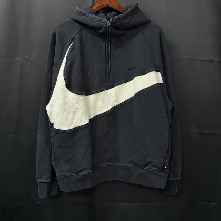 [BUNJANG] Nike Big Swoosh Half-Zip Hoodie / 나이키 정품 빅스우시 반집업 후드티